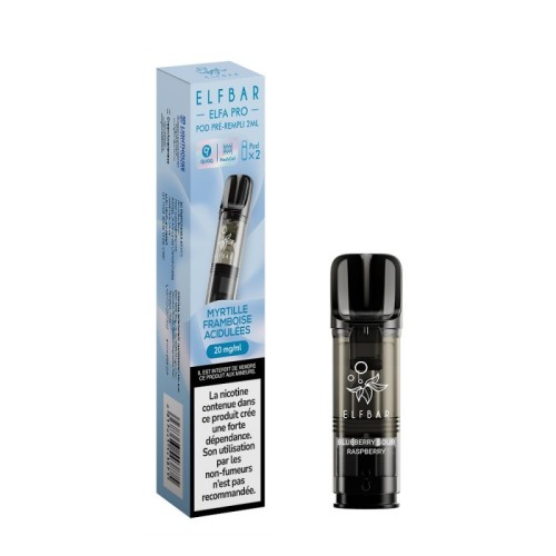 Pod ELFA PRO Myrtille Framboise acidulées 2ml (pack de 2) - ELFBAR